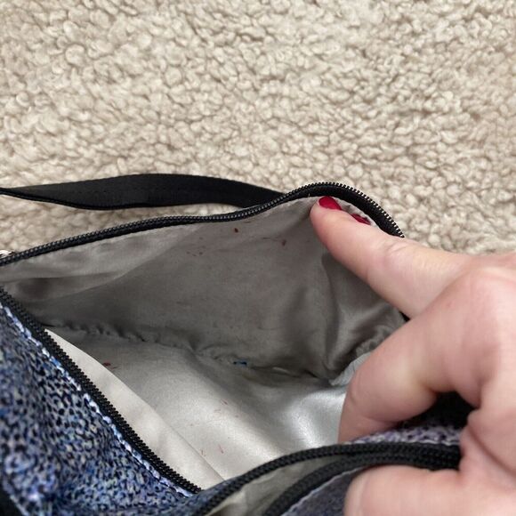 LeSportsac Classic 3-Zip Crossbody Bag Adjustable Strap silver blue purple black - Picture 5 of 7